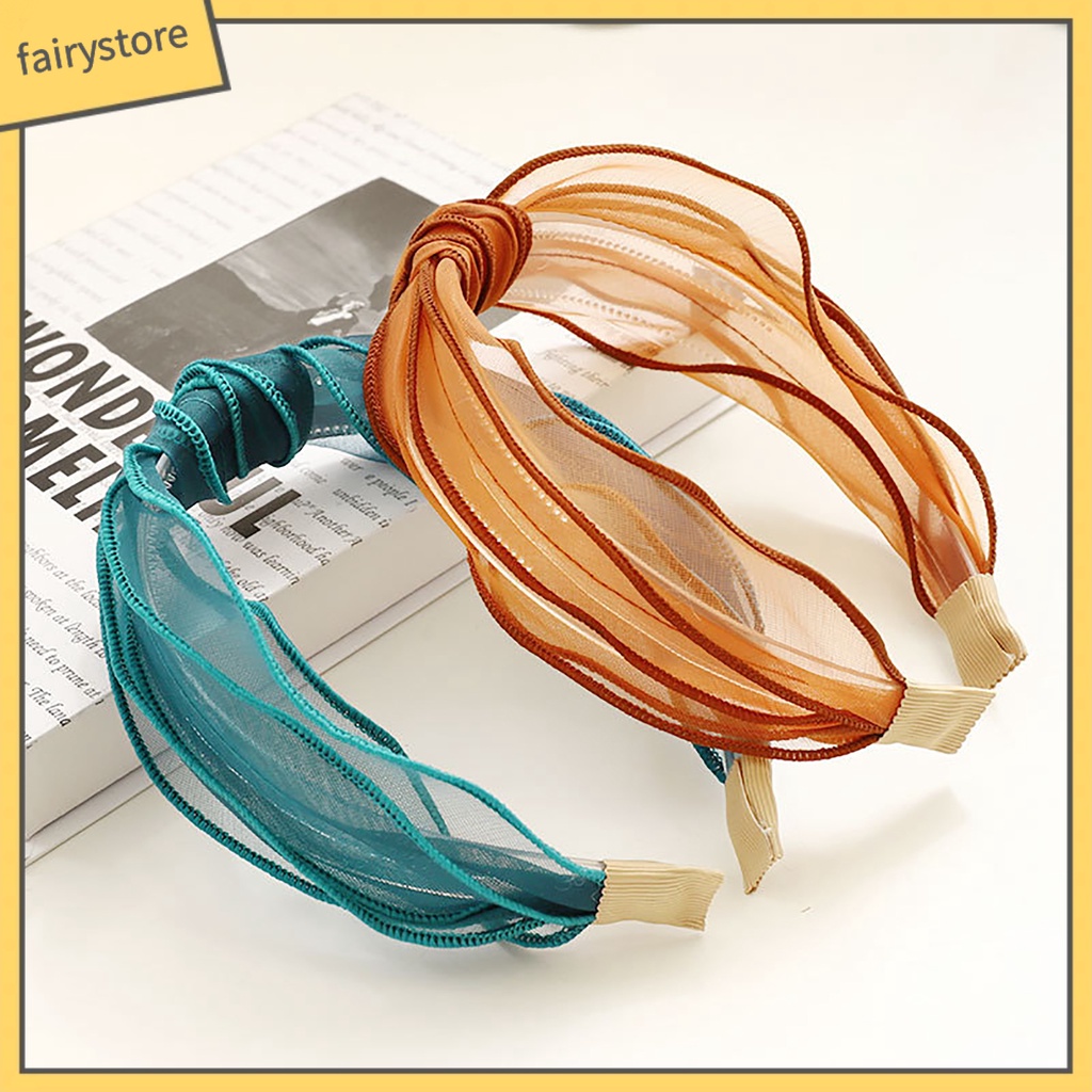 Băng Đô Cài Tóc Bản Rộng Chống Trượt Thắt Nút Màu Trơn Đáng Yêu Thích Hợp Sử Dụng Hàng Ngày