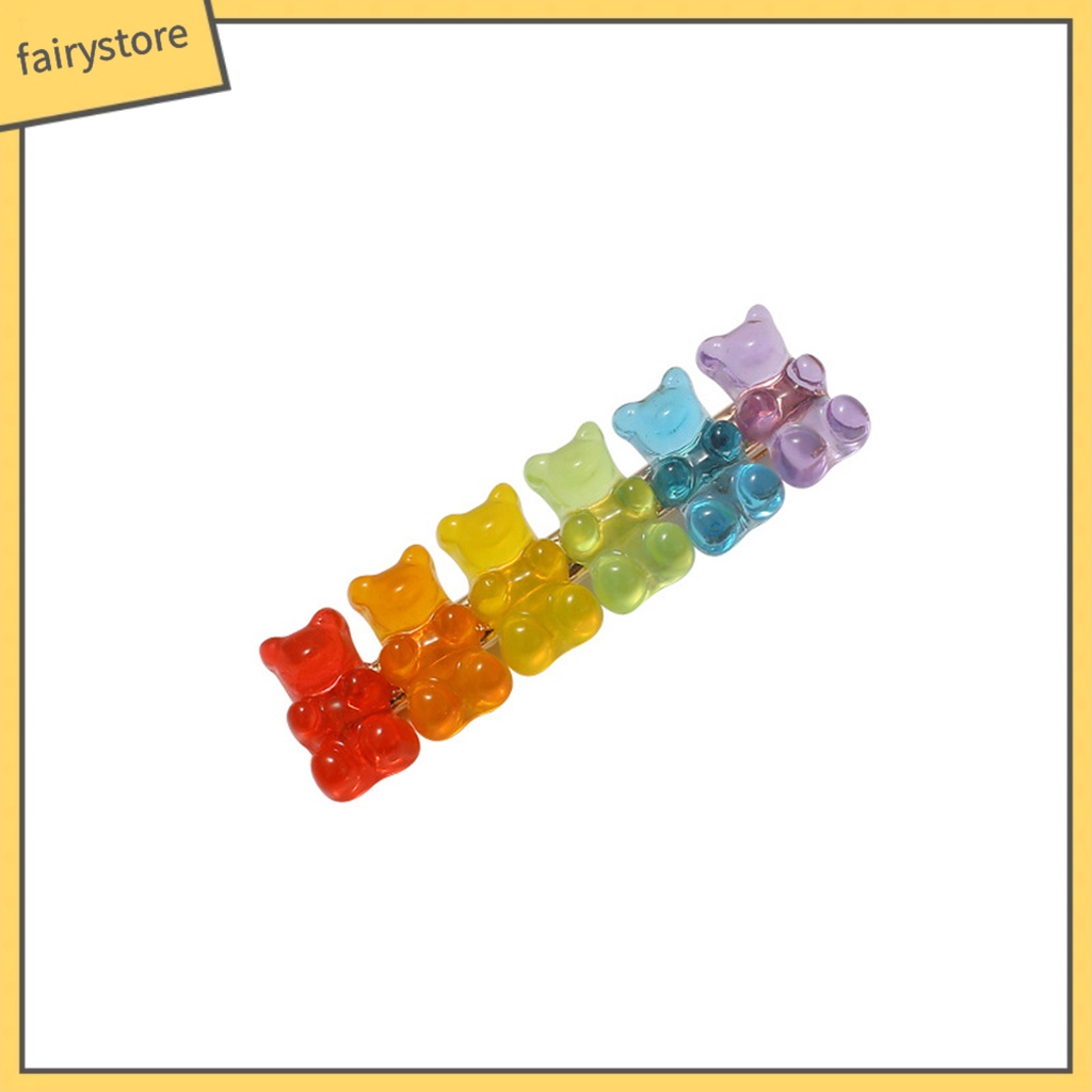 Kẹp Tóc Hình Gấu Bằng Nhựa Resin Nhiều Màu Sắc Xinh Xắn