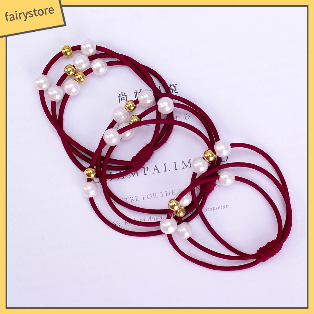 Dây Cột Tóc Co Giãn Đính Ngọc Trai Giả Dễ Thương Cho Nữ