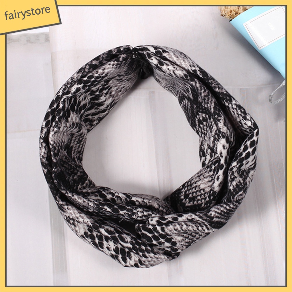 Băng Đô Cài Tóc Bản Rộng Co Giãn In Họa Tiết Da Rắn Dùng Tập Yoga / Thể Thao Cho Nữ