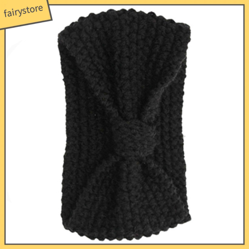 [FRO] Băng Đô Dệt Kim Thắt Nơ Màu Trơn Ấm Áp Mùa Đông Cho Nữ