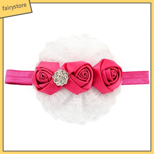 Băng Đô Ren Hoa Hồng Co Giãn Dễ Thương Cho Bé Gái