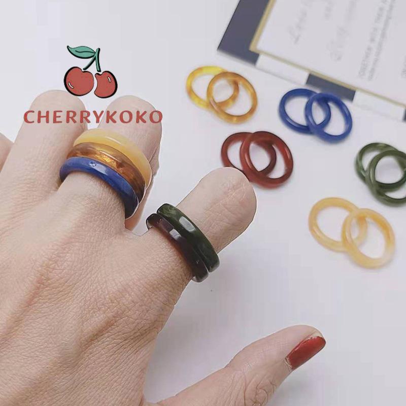 🍒🍒CHERRYKOKO Nhẫn Nhựa Resin Mini 17mm Nhiều Màu Sắc