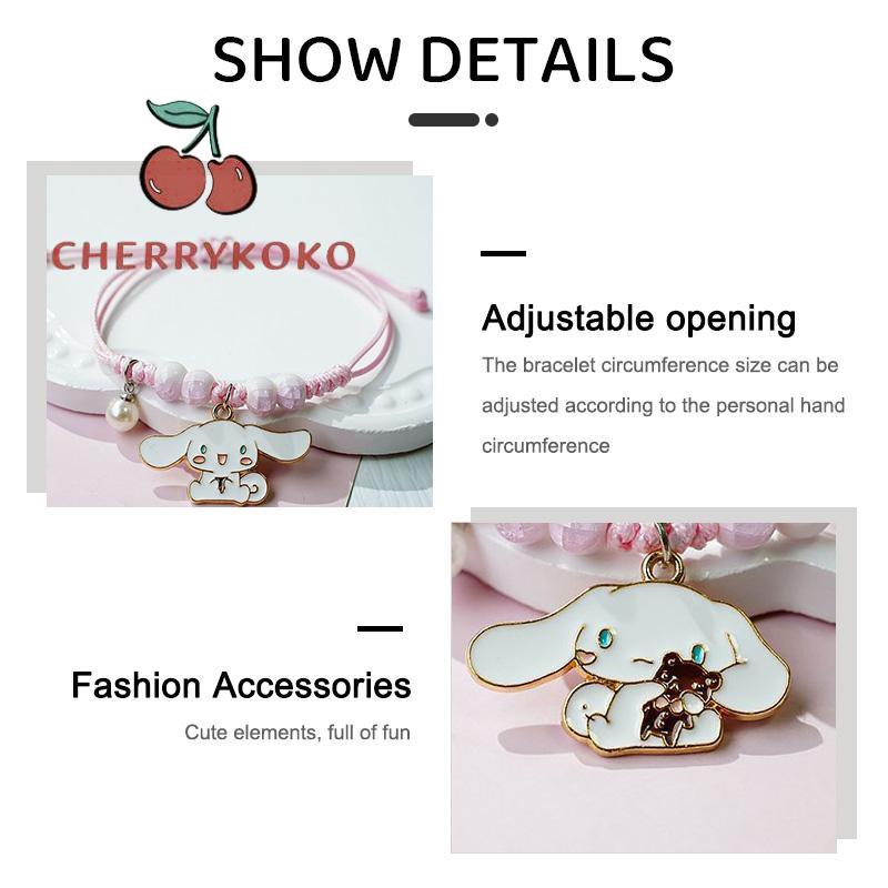 🍒🍒CHERRYKOKO Sanrio Vòng Đeo Tay Gắn Chuông Họa Tiết Chú Chó Kuromi Đáng Yêu Cho Nữ