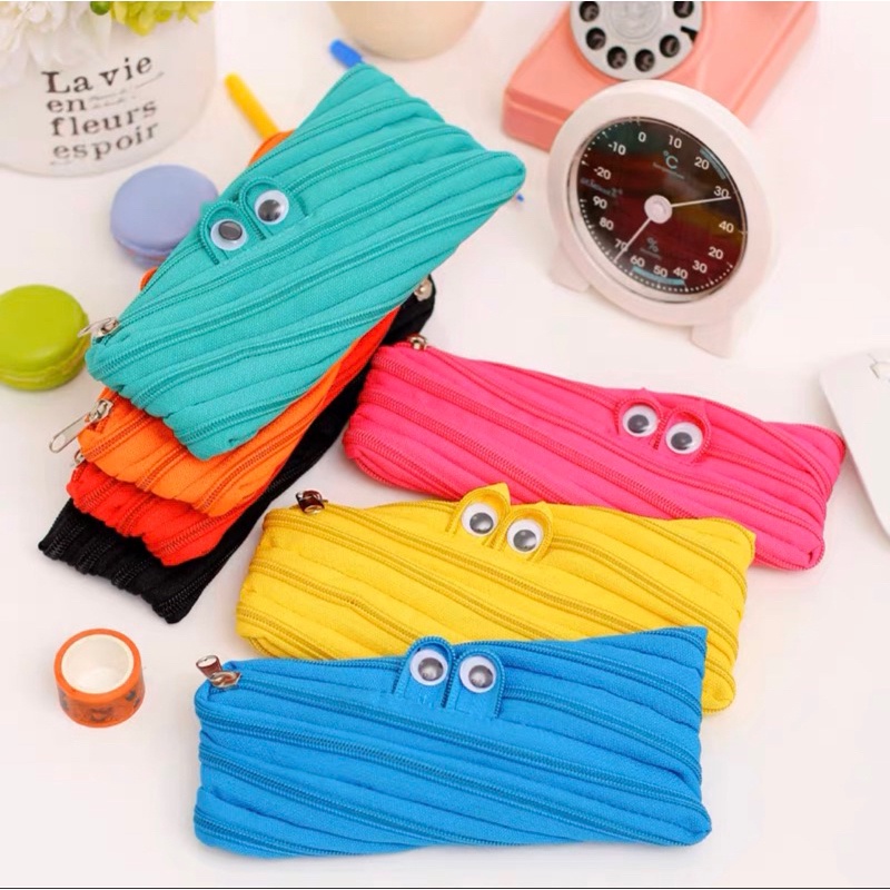 Hàng sẵn giao hỏa tốc Túi Đựng Bút Có Sức Chứa Lớn Thiết Kế Dây Kéo Độc Đáo Họa Tiết Ngộ Nghĩnh, Túi Đựng Văn Phòng Phẩm