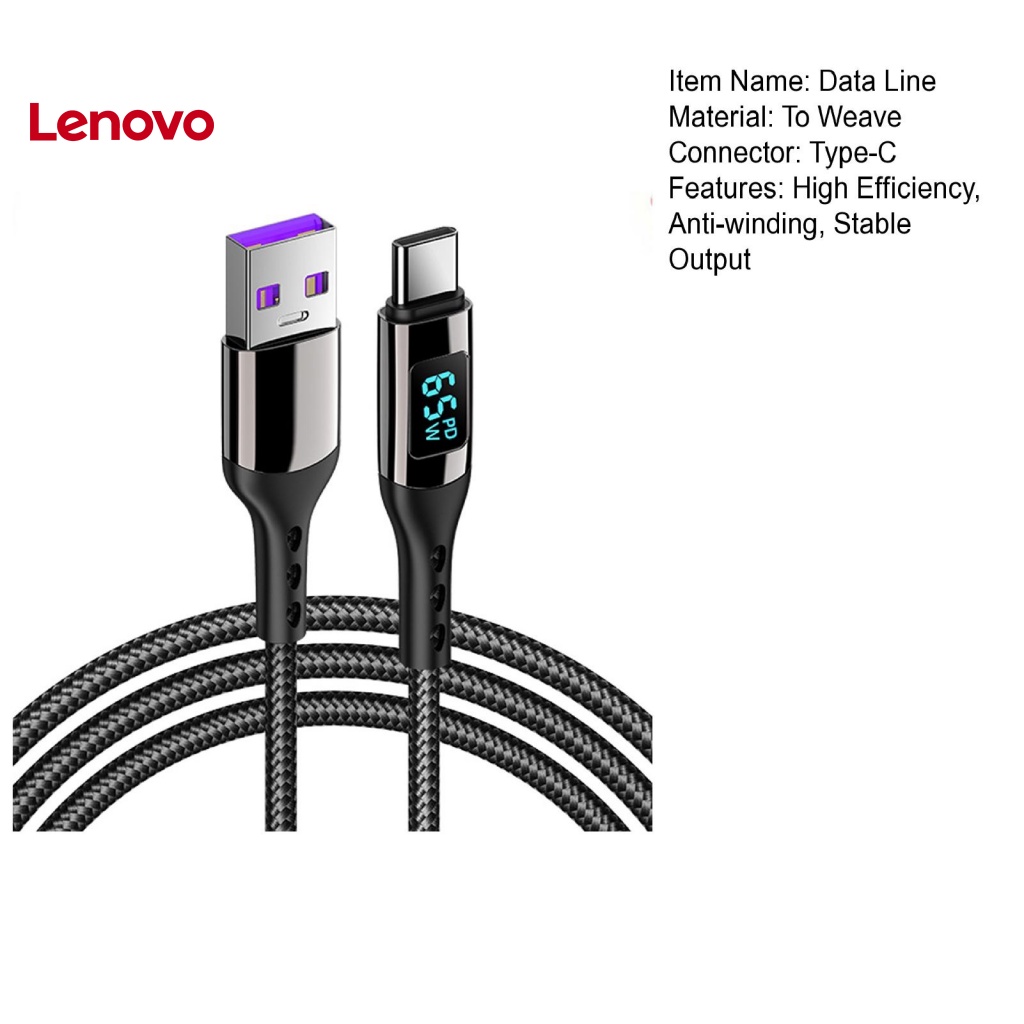 Dây Cáp Sạc Nhanh 65W 5A Cổng Type-C Màn Hình Kỹ Thuật Số Dành Cho Điện Thoại