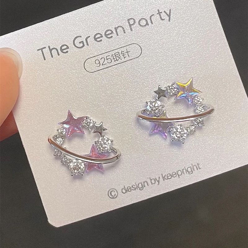 Đôi Bông Tai Dáng Dài Hình Trái Tim Đính Đá Xinh Xắn Cho Nữ