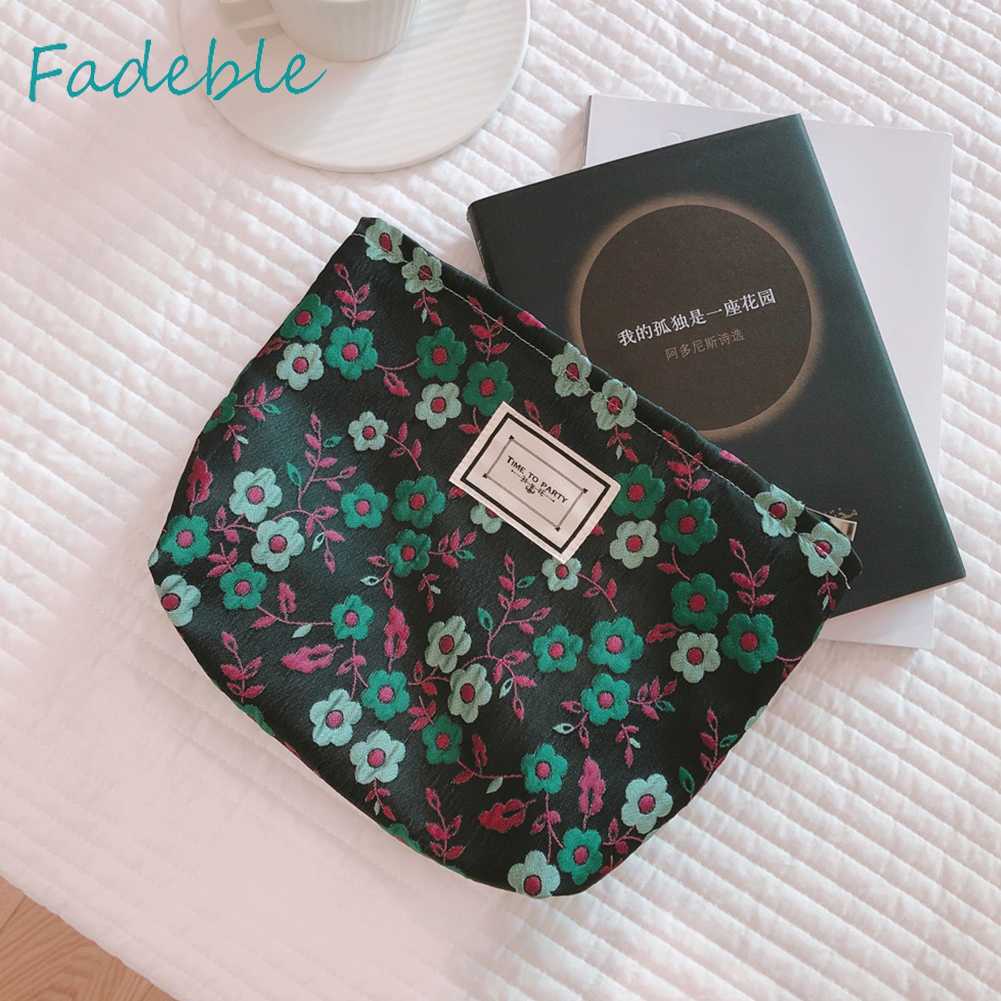 Túi Đựng Mỹ Phẩm Du Lịch Bằng Vải Canvas In Họa Tiết Hoa Sức Chứa Lớn Cho Nữ