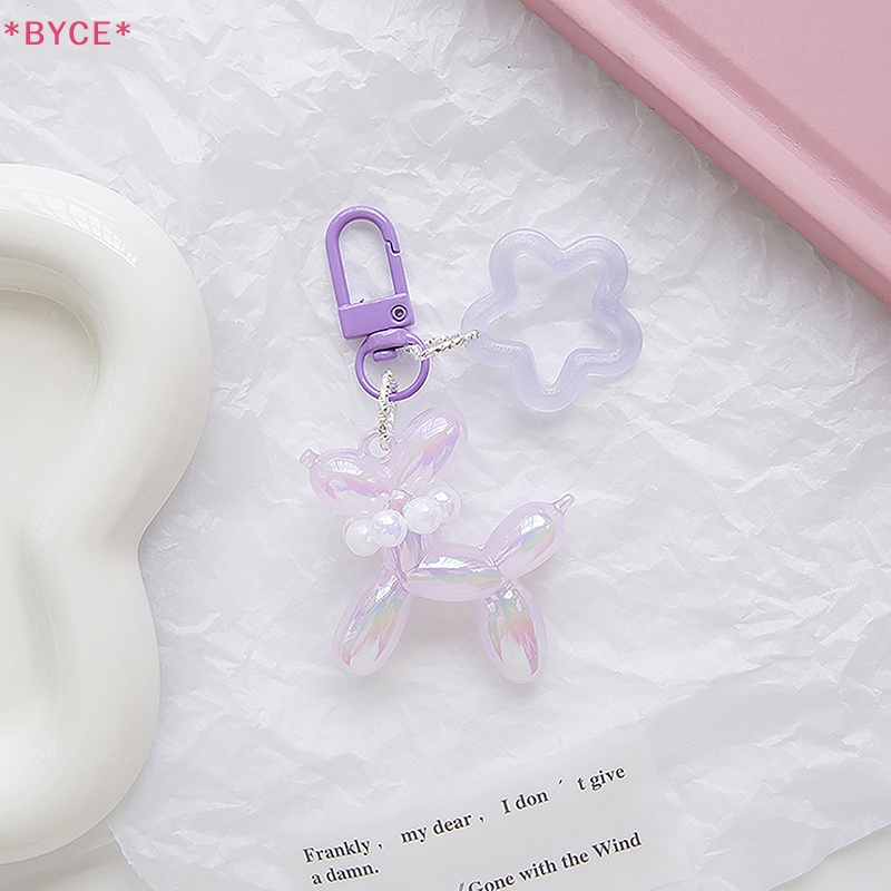 Móc Khóa Hình Chú Chó / Ngôi Sao / Bóng Bay Màu Kẹo Ngọc Trai Bằng Acrylic Dễ Thương Mới