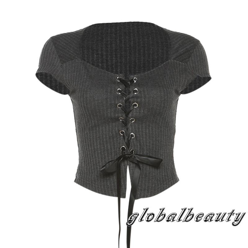 Áo Thun Tay Ngắn Màu Trơn Dáng Ôm Thời Trang Mùa Hè Cho Nữ