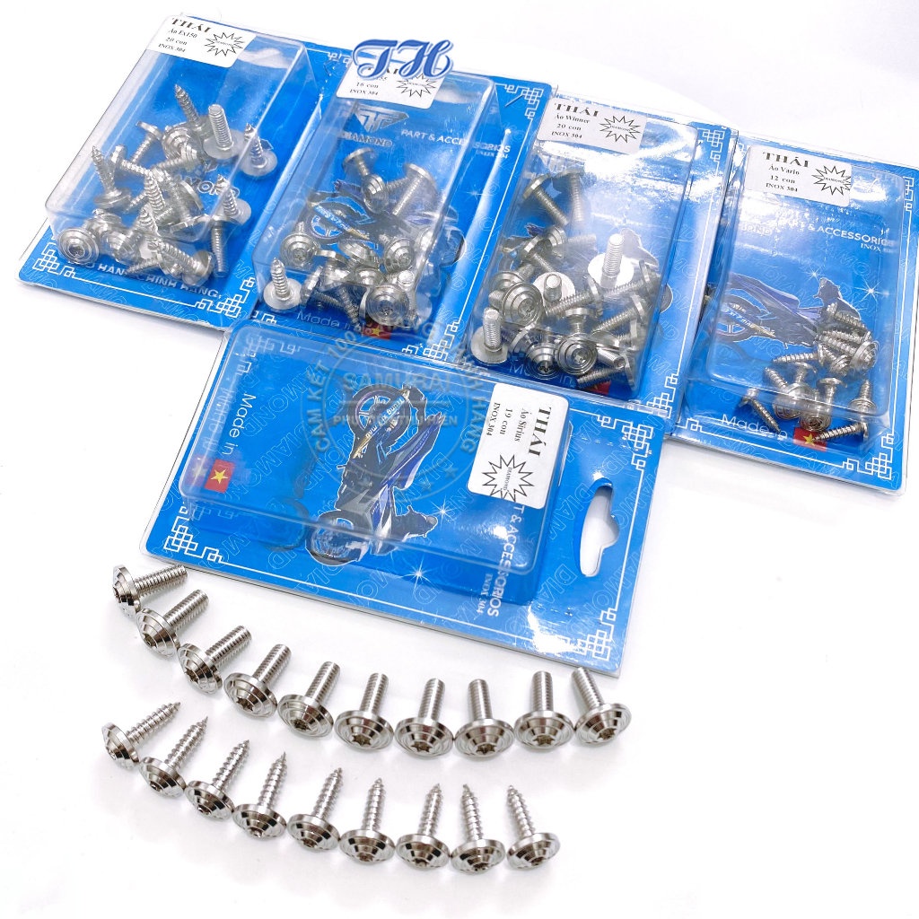 Bộ Ốc Dàn Áo Salaya Inox 304 Đầu Thái cho xe winner v1, exciter 155, exciter 150, vario, sirius,..
