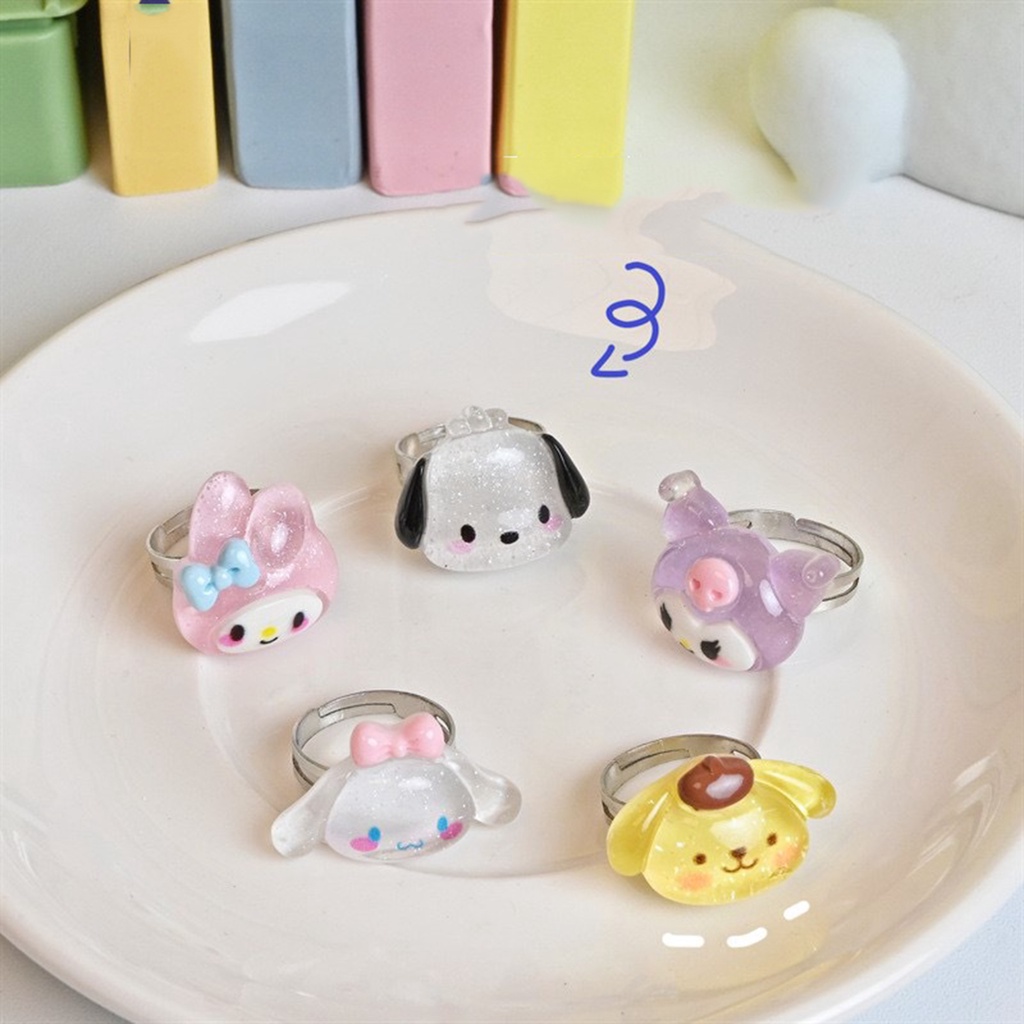 1 Nhẫn Hình Mèo Hoạt Hình Dễ Thương Nhiều Màu Có Thể Điều Chỉnh Kích Cỡ