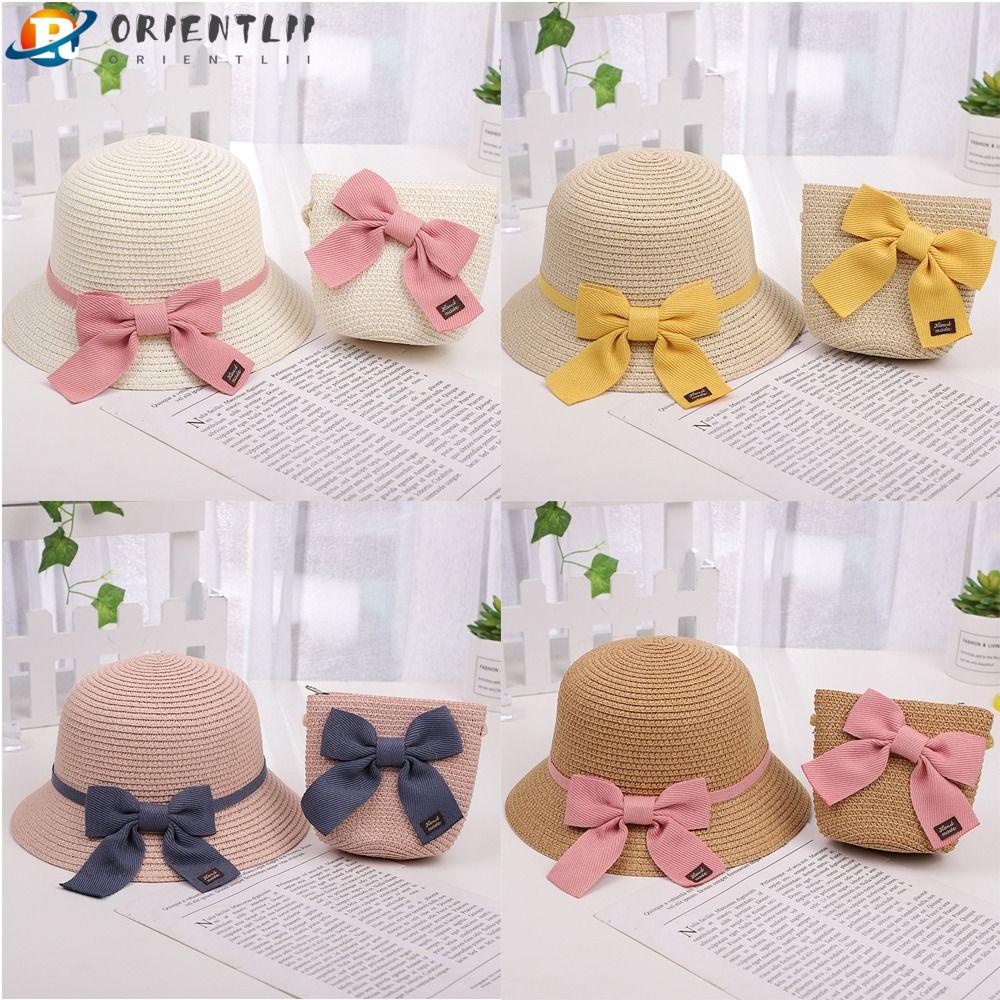 Set Túi Rơm Đeo Chéo Kèm Nón Chống Nắng Cho Bé 2-6 Tuổi