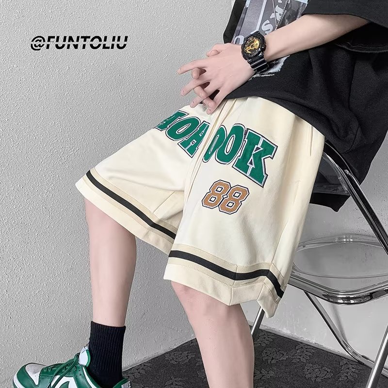 Quần Short Bóng Rổ Thêu Chữ Phong Cách Đường Phố Mỹ Thời Trang Mùa Hè Hàng Mới Dành Cho Nam