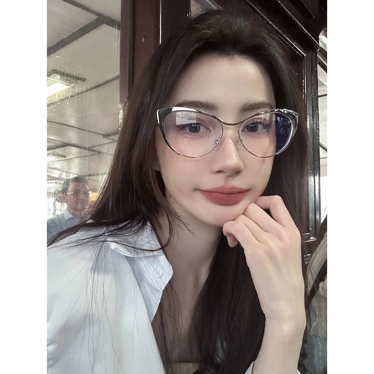 Mắt Kính Gọng Mắt Mèo Chống Ánh Sáng Xanh Phong Cách Retro