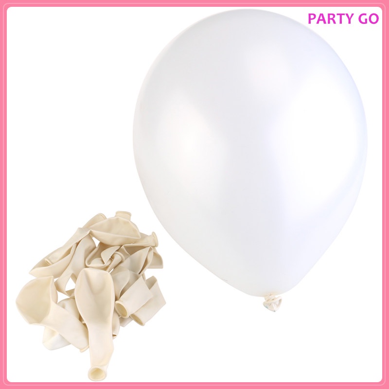 Set 100 Bong Bóng Cao Su Màu Trắng Trang Trí Tiệc Cưới
