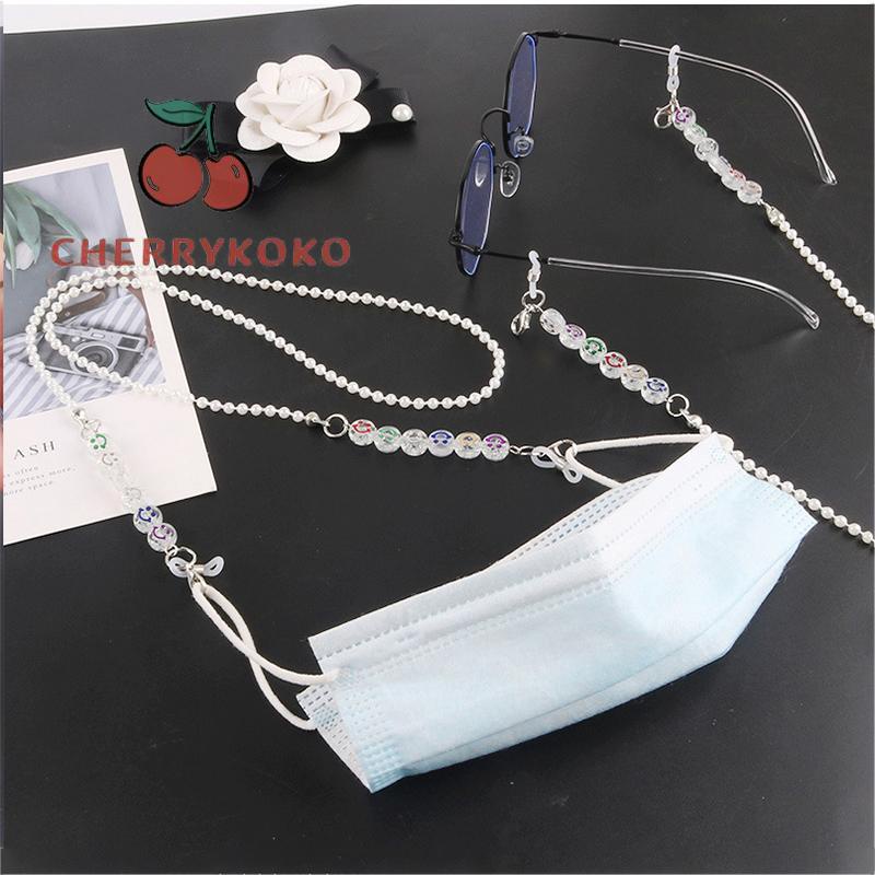 🍒🍒CHERRYKOKO Dây đeo mắt kính / khẩu trang bằng acrylic trong suốt hình mặt cười đáng yêu thời trang