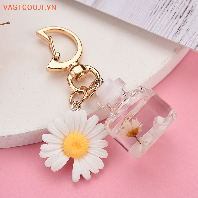 Móc Khóa Hình Lọ Điều Ước Đính Hoa Và Mặt Trăng Sáng Tạo Dễ Thương