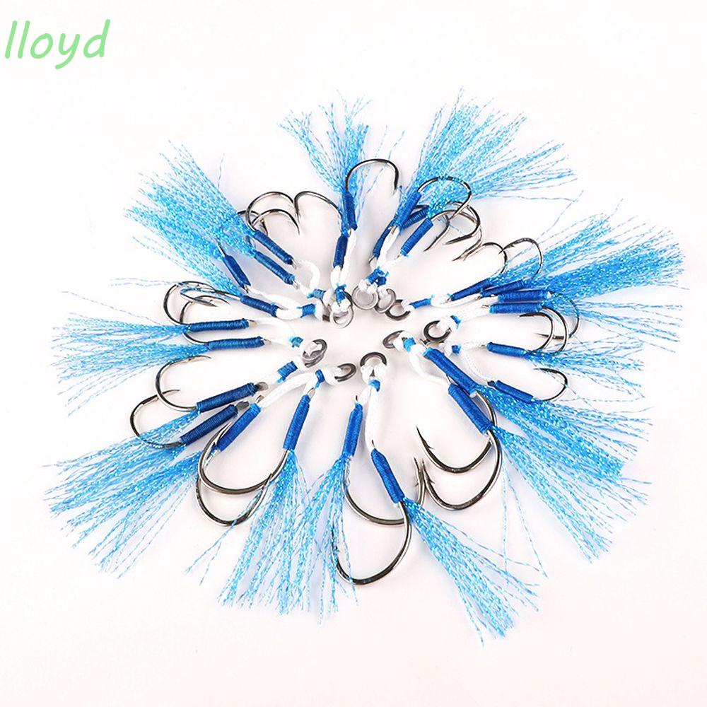 Bộ 5 Cặp Móc Câu Cá Hình Cá Đính Lông Vũ Màu Xanh Dương