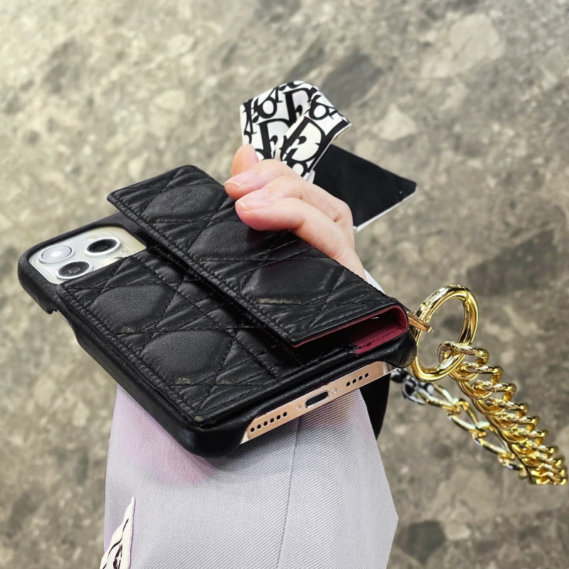 Ốp Điện Thoại Da Mềm Chống Sốc Có Ngăn Đựng Thẻ Và Dây Đeo Chéo Thời Trang Cho iPhone 14 13 12 11 Pro Max 14 Plus