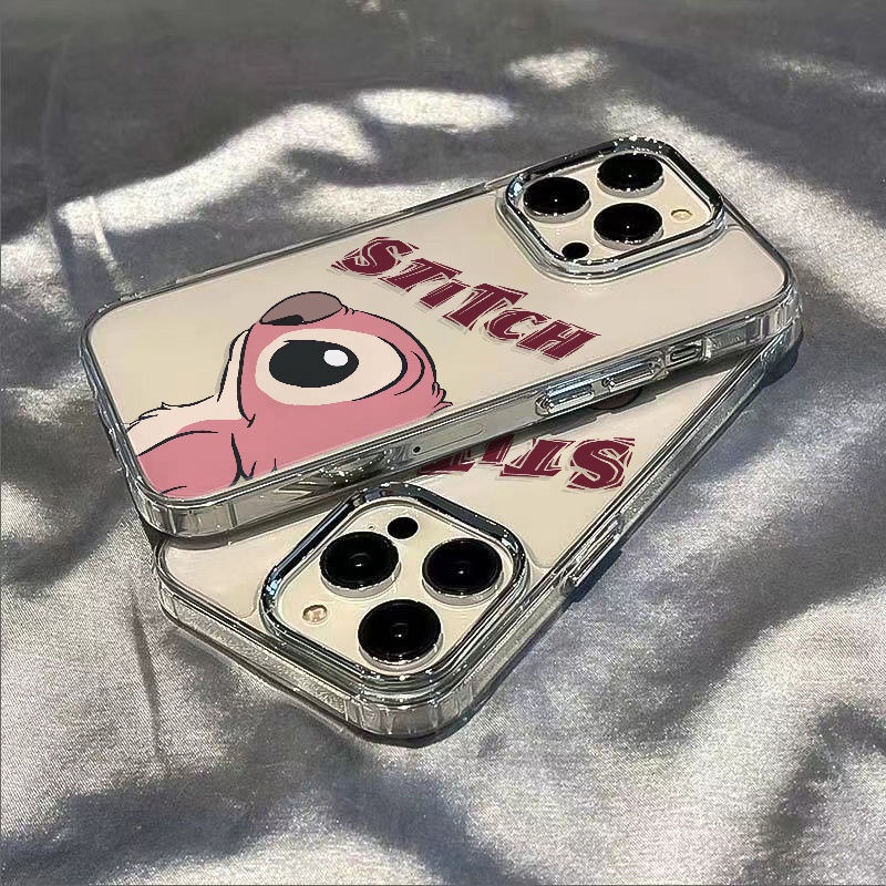 ✅Ốp Điện Thoại Dẻo Màu Hồng Họa Tiết Hoạt Hình Stitch Dễ Thương Chống Sốc Cho Iphone128ins plus 711 max1314pro AAO3