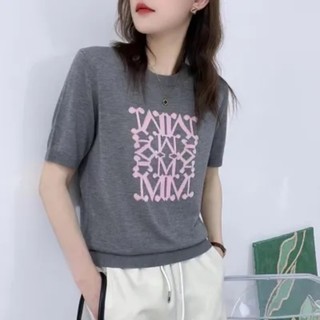Áo Thun Mỏng Tay Ngắn Dáng Rộng In Chữ Thời Trang 2023 Cho Nữ