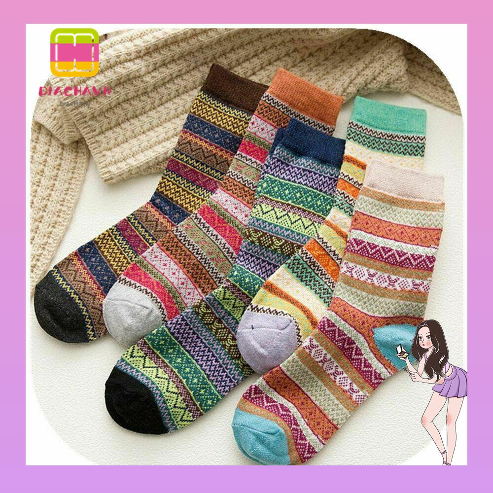 Set 5 Đôi Tất Len Giữ Ấm Mùa Đông Unisex