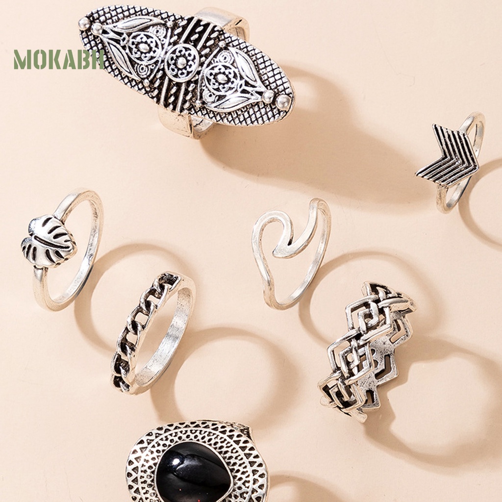 [Mok Abh] Set 7 Nhẫn Đeo Giữa Ngón Tay Phong Cách Bohemian