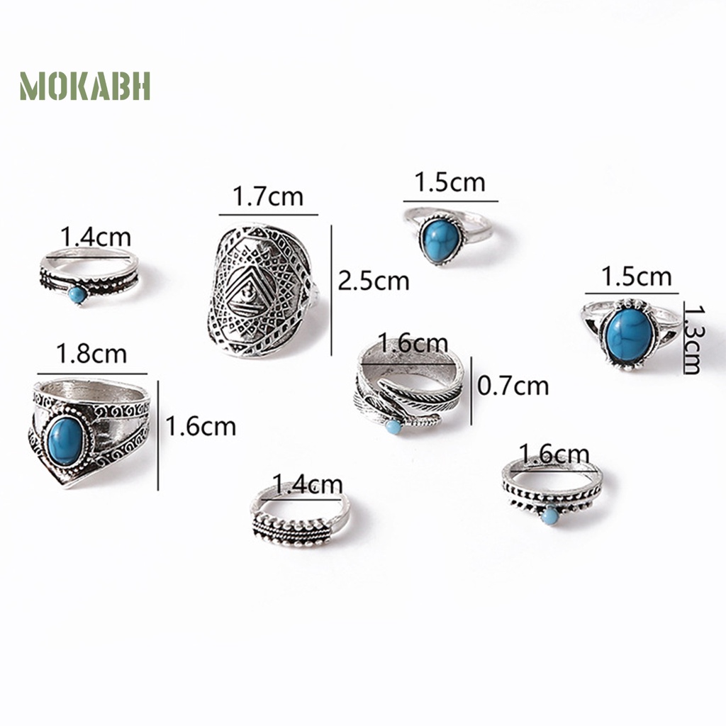 8 Nhẫn Đeo Khớp Ngón Tay Họa Tiết Hình Chiếc Lá Theo Phong Cách Bohemian Hợp Thời Trang