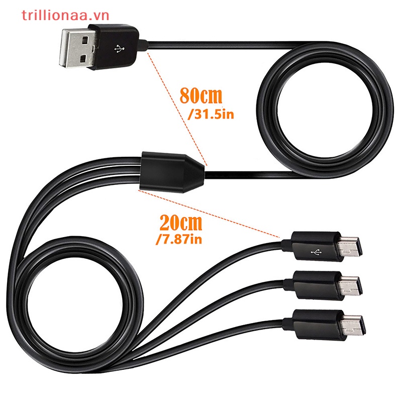 Dây Cáp Sạc / Truyền Dữ Liệu Trillionaa 1M 3 Trong 1 Usb A Male 1 Sang 3 Usb 5Pin Mini Hình Chữ Y