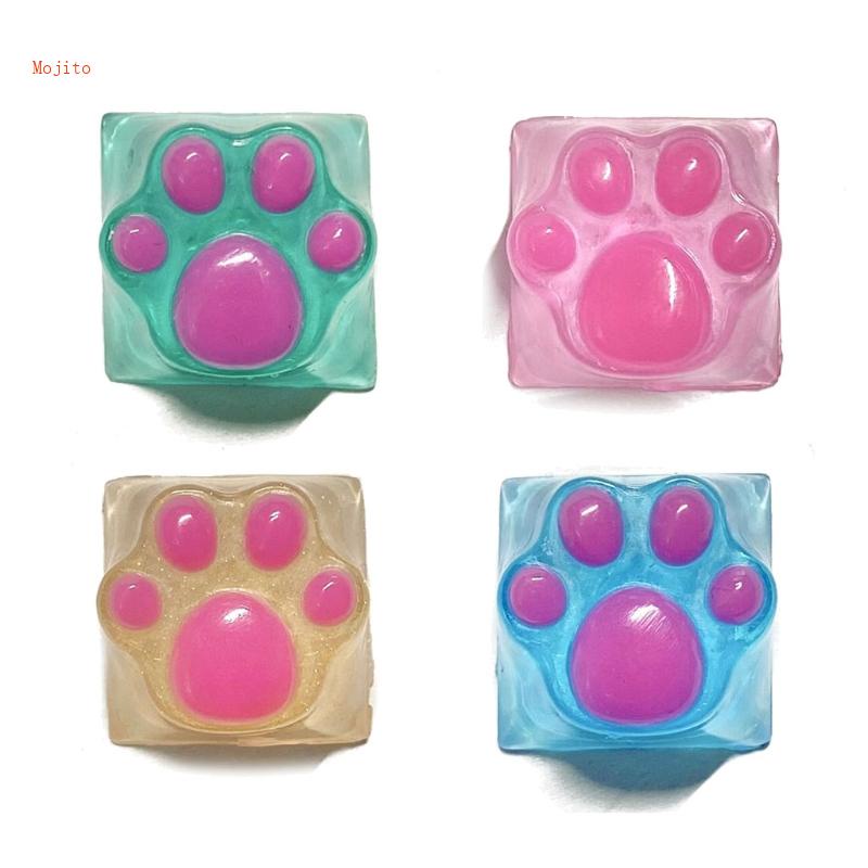 Nút Bàn Phím Kim Loại Silicone Trong Suốt Hình Dấu Chân Mèo
