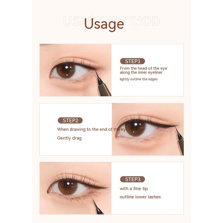 Bút Kẻ Mắt GECOMO Siêu Mịn Nhanh Khô Chống Thấm Nước Và Mồ Hôi Lâu Trôi Không Nhòe 4 Màu Tùy Chọn