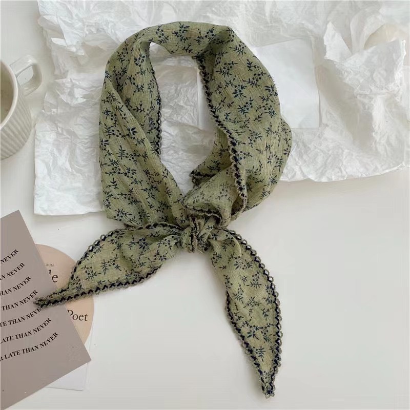 Khăn Choàng Cổ Hình Tam Giác Bằng Lụa Phong Cách Retro Thời Trang Xuân Thu Dành Cho Nữ