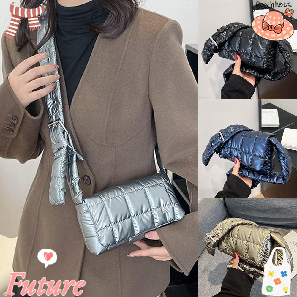 Túi Đeo Vai Đệm Cotton Họa Tiết Sọc Caro Thời Trang Mùa Đông