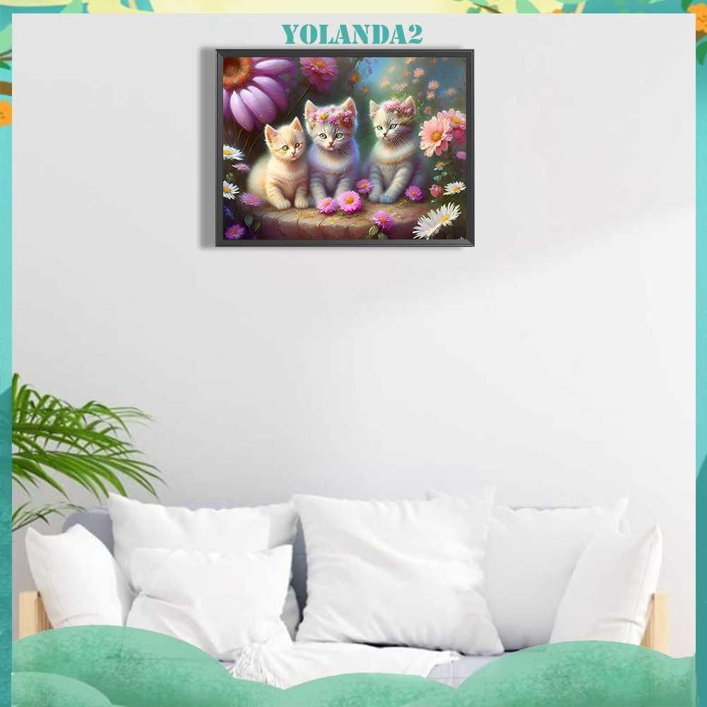 Tranh Đính Đá Kim Cương Toàn Bộ 5D DIY Hình Vẽ Mèo Trang Trí Nhà Cửa