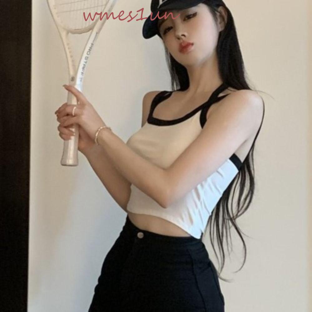 Áo Sát Nách WMES15H Hở Lưng Phong Cách Retro Dễ Thương Có Miếng Đệm Lót Thời Trang Mùa Hè Cho Nữ