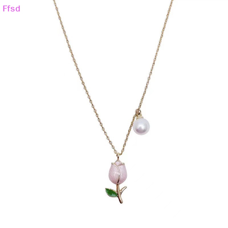 {Ffsd} Vòng cổ Mặt Hoa Tulip Đính Ngọc Trai Đơn Giản Thời Trang Cá Tính Phong Cách Âu Mỹ Thích Hợp Làm Quà Tặng Tiệc Tùng
