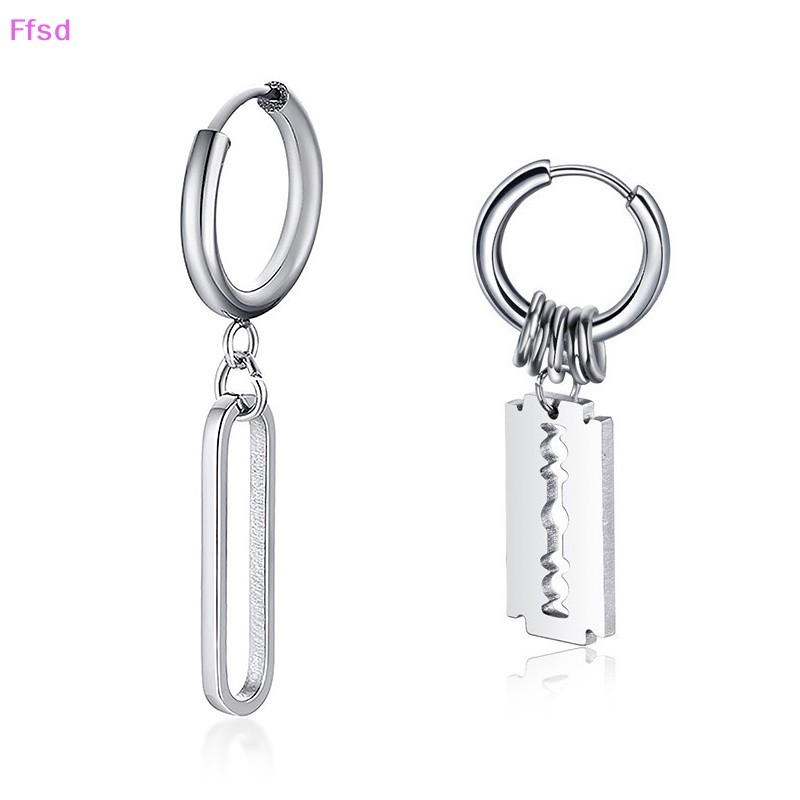 1 Đôi Bông Tai Hình Lưỡi Dao Cạo Bằng Thép Không Gỉ Thời Trang Dành Cho Nam Và Nữ