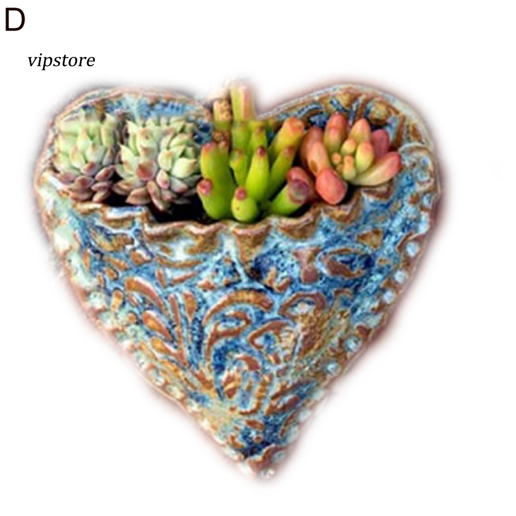 Chậu Trồng Cây Mini Hình Trái Tim Bằng Nhựa Resin Phong Cách Retro