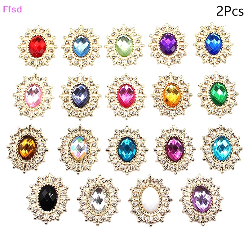 Bộ 2 Nút Kim Loại Acrylic Hợp Kim Dùng May Vòng Tay / Vòng cổ DIY