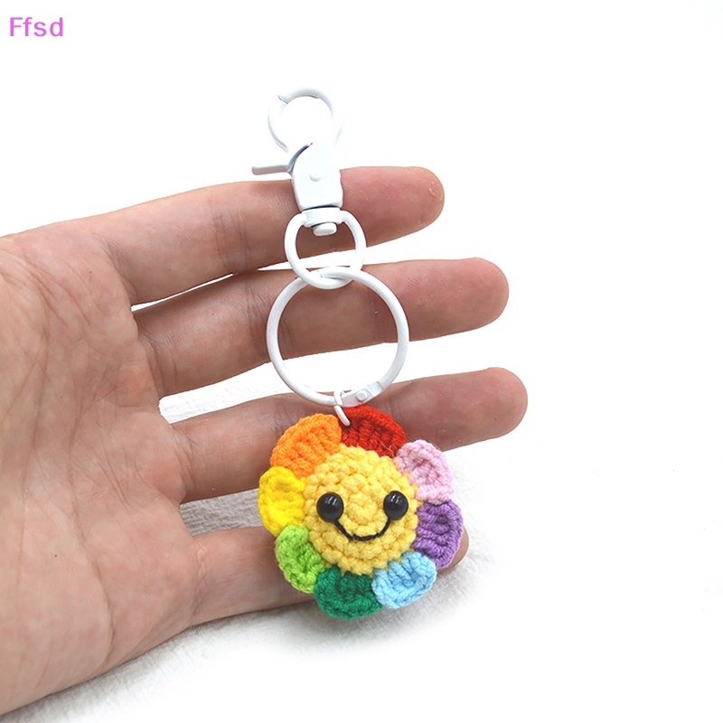 {Ffsd} Móc Điện Thoại Di Động Dạng Móc Khóa Đan Len Thủ Công Mặt Cười Hoa Hướng Dương Nhỏ Sáng Tạo Thích Hợp Làm Quà Tặ
