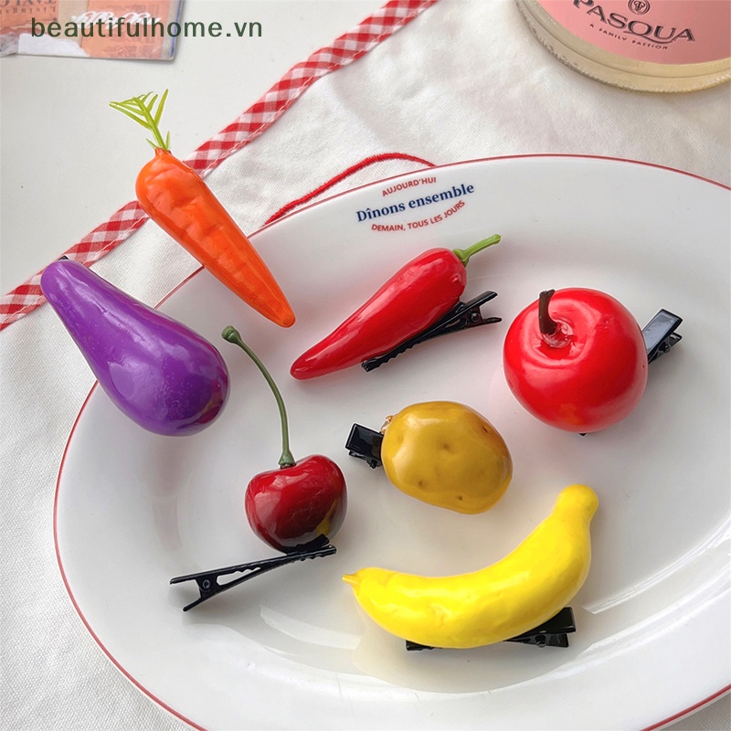 Kẹp Tóc Hình Trái Cây Và Rau Củ Nhỏ Dễ Thương Cho Bé Gái
