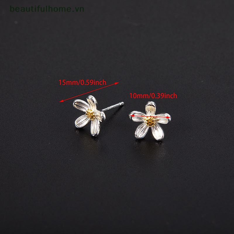 1 Đôi Bông Tai Mạ Bạc Hình Hoa Phong Cách Hàn Quốc Thời Trang Cho Nữ
