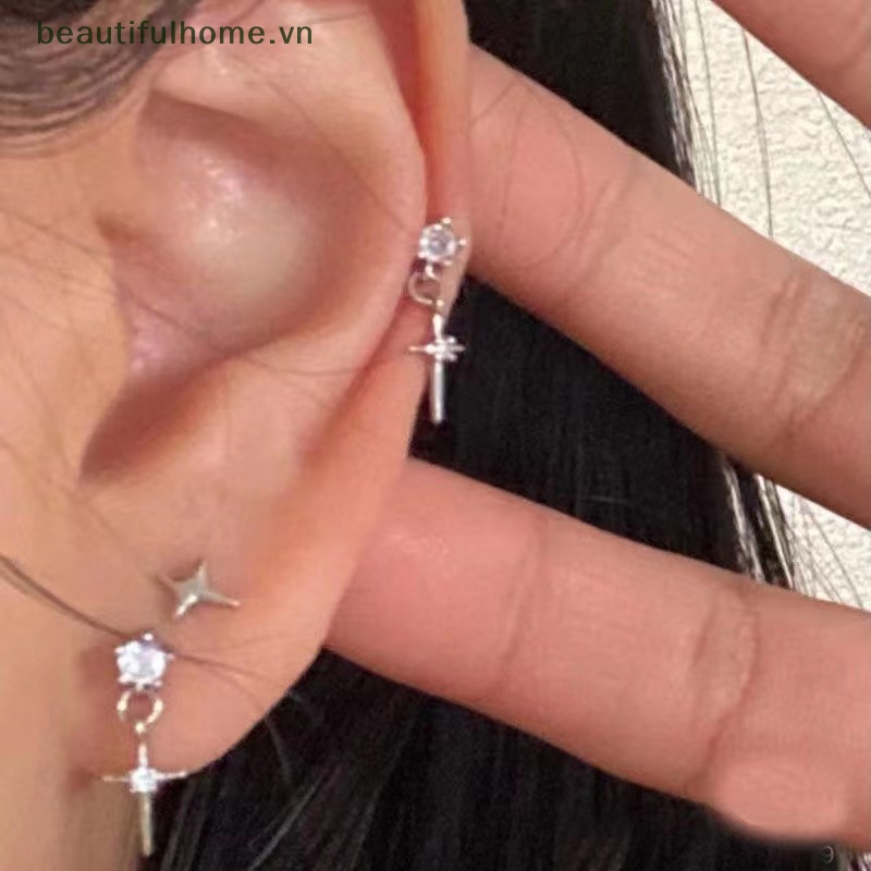 1 Đôi Bông Tai Pha Lê Lấp Lánh Thời Trang Dành Cho Nữ