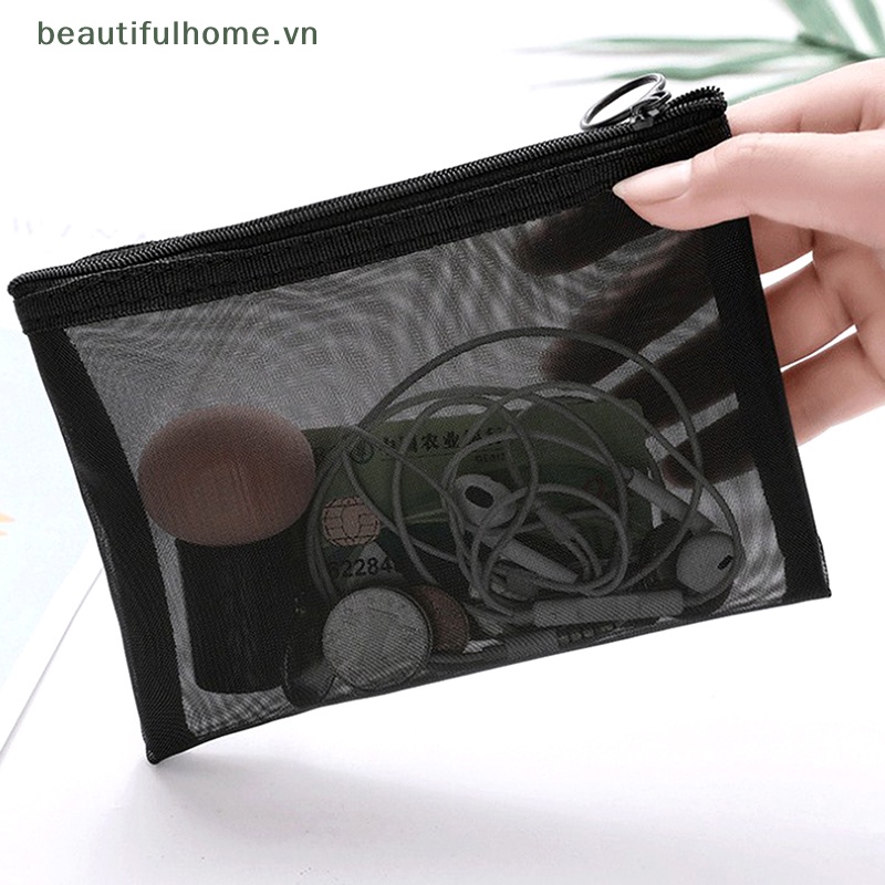 1 Túi Lưới Trong Suốt Chấm Bi Đựng Mỹ Phẩm / Đồ Trang Điểm Cho Nữ