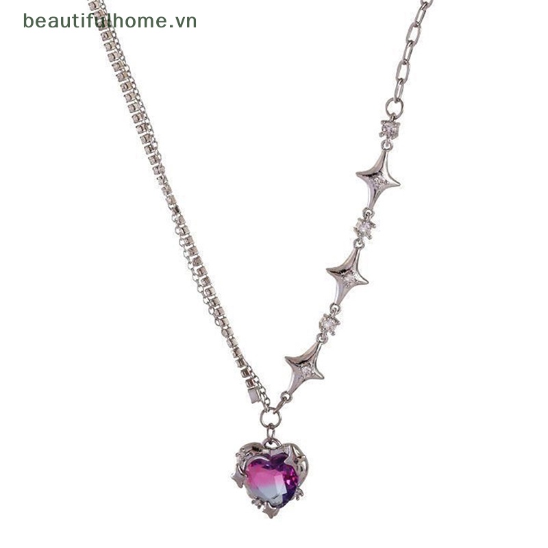 [beautifulhome] Vòng cổ Mặt Hình Trái Tim Ngôi Sao Pha Lê Thời Trang Hàn Quốc Cá Tính Dành Cho Thanh Thiếu Niên Y2k [beauty]