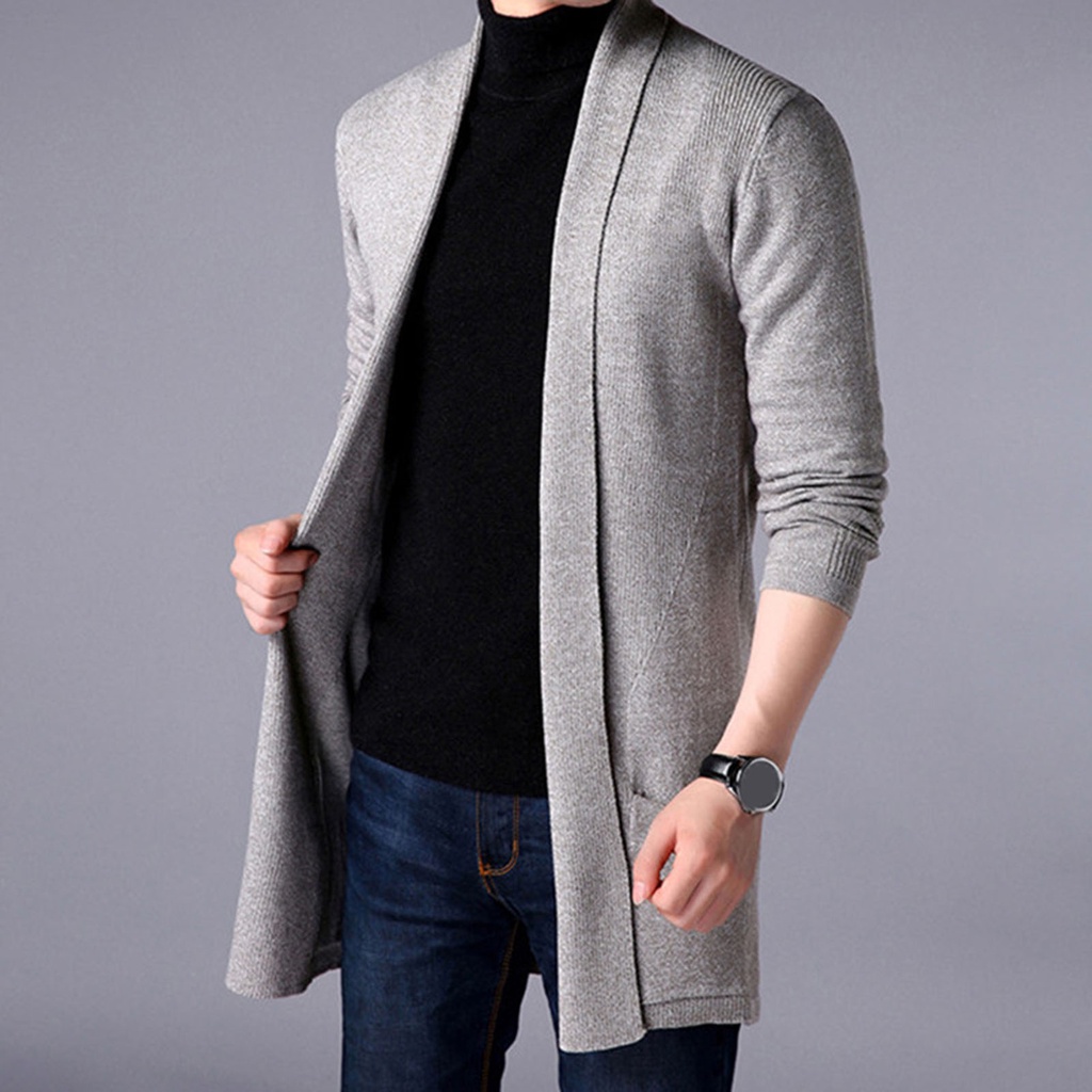 Áo Khoác Cardigan Dệt Kim Màu Sắc Tinh Khiết Chống Nhăn Thời Trang Thu Đông Cho Nam Giới