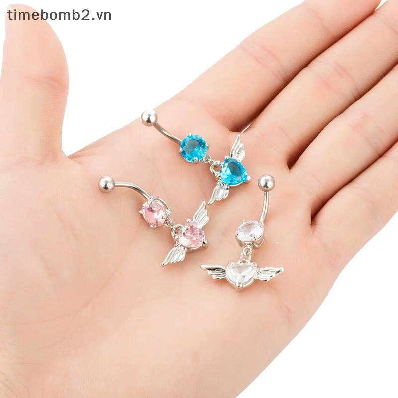 Khuyên Rốn Hình Trái Tim Đính Đá Pha Lê 14G