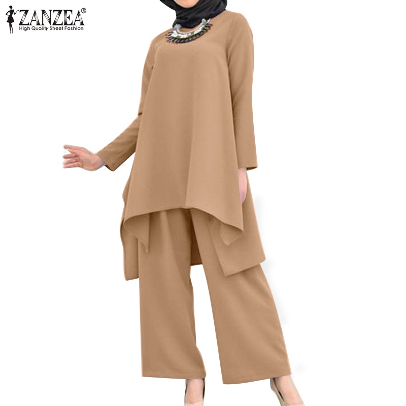 Zanzea Set Áo Dây Và Quần Dài Xẻ Tà Phong Cách Hồi Giáo Cho Nữ