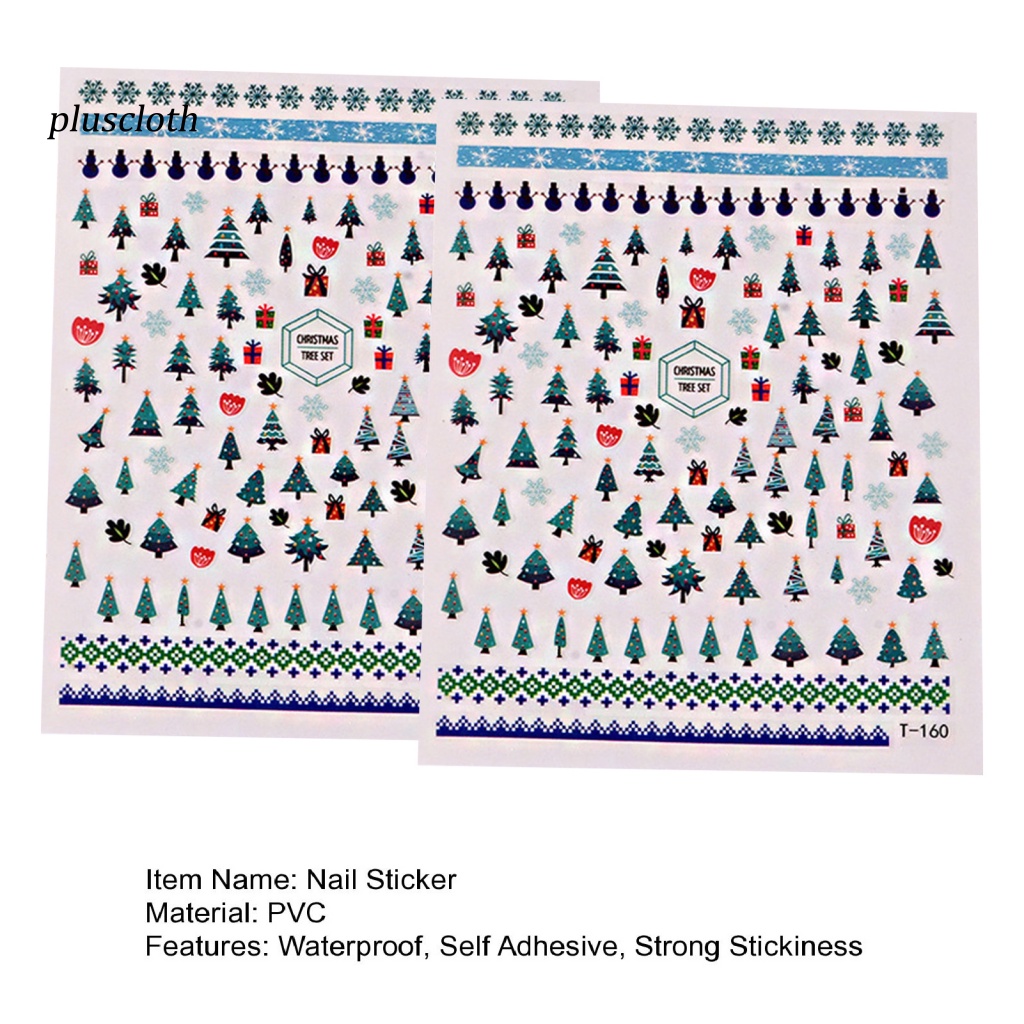 Bộ 2 Miếng Dán Trang Trí Móng Tay Bằng PVC Siêu Mỏng Chống Nước In Họa Tiết Hoạt Hình Giáng Sinh
